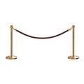 Montour Line Stanchion Post and Rope Kit Sat.Brass, 2 Crown Top 1 Tan Rope C-Kit-2-SB-CN-1-PVR-TN-PB